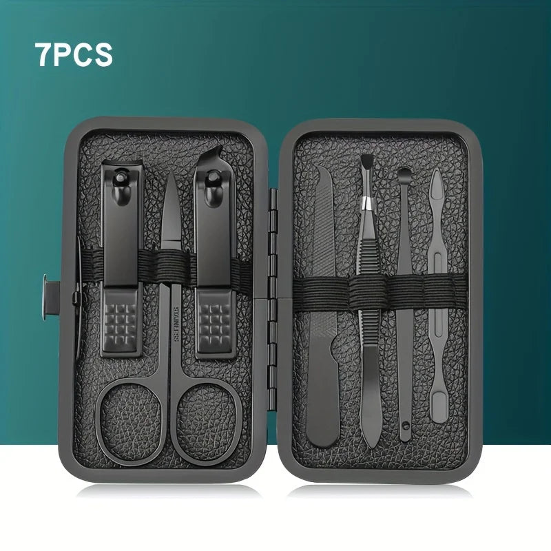Set Profesional de Cortauñas 7-24 Piezas | Kit de Manicura y Pedicura de Alta Precisión para Hombres y Mujeres