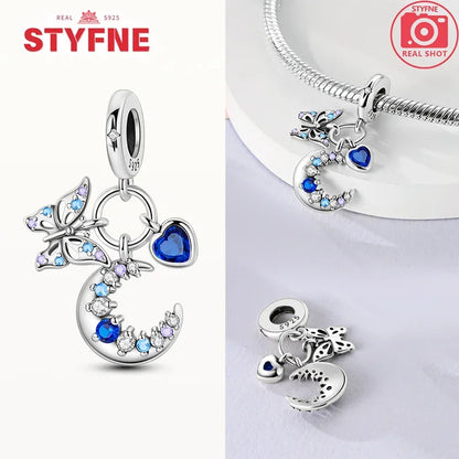 Charm Mariposa Colorida en Plata 925 con Circonitas – Beads Brillantes Compatibles Pandora Mujer Joyería DIY