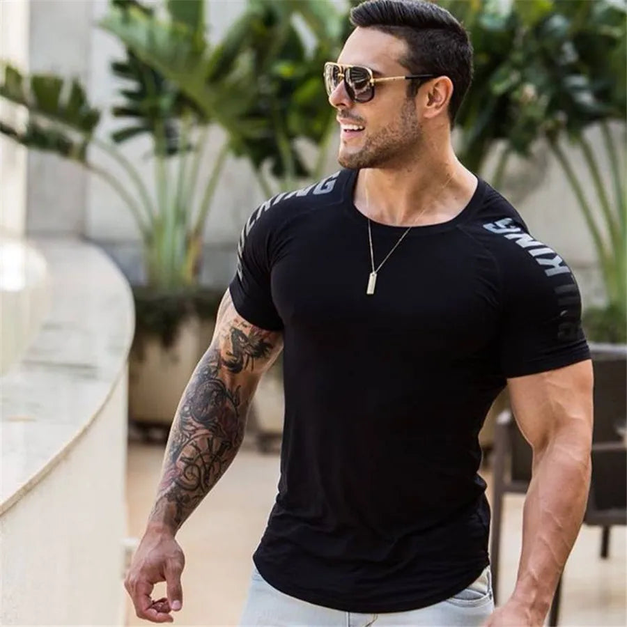 Camiseta Compresiva Negra para Hombre – T-shirt de Running, Gym y Fitness, Secado Rápido y Ajuste Slim