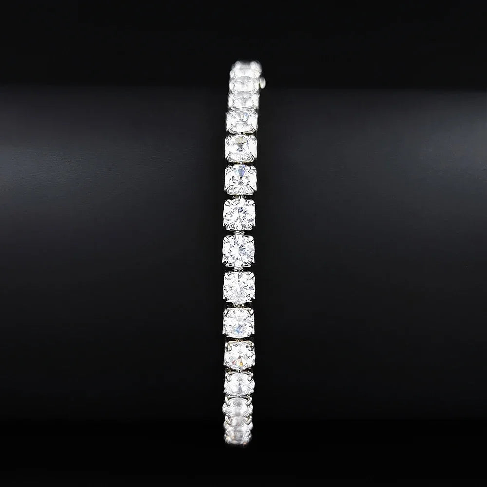 Luxury 4mm Round Silver Color on Hand Bracelet Bangle for Women Anniversary Gift Jewelry Bulk Sell Free Shipping Items S5650