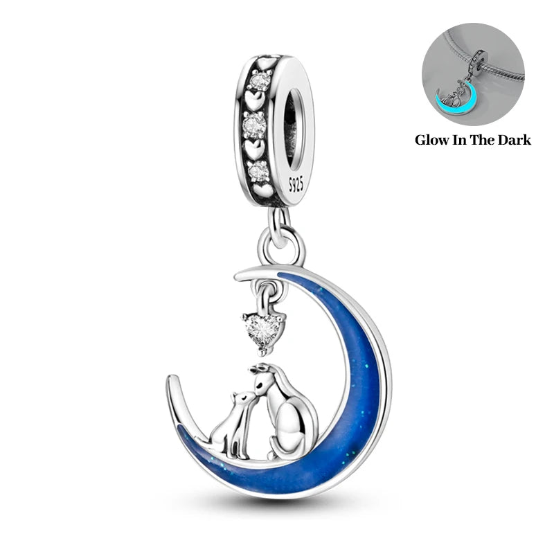 Charm Corazón Mamá e Hija en Plata 925 – Colgante Clásico para Pulseras Tipo Pandora, Regalo Día de la Madre