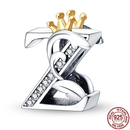 Charm letra A-Z en plata 925 – Abalorio inicial alfabeto para pulseras o collares tipo Pandora, joyería personalizada mujer