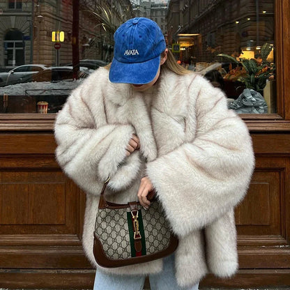 Abrigo Oversize Mujer Pelo Sintético Neo Mint 2025 | Chaqueta Gruesa Cálida Invierno Estilo Fashion
