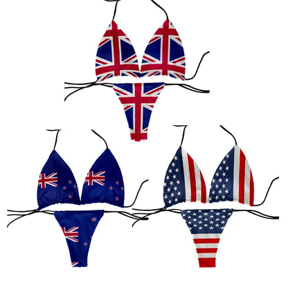 Bikini Divertido Mujer | Estampado Bandera 2 Piezas Playa y Piscina