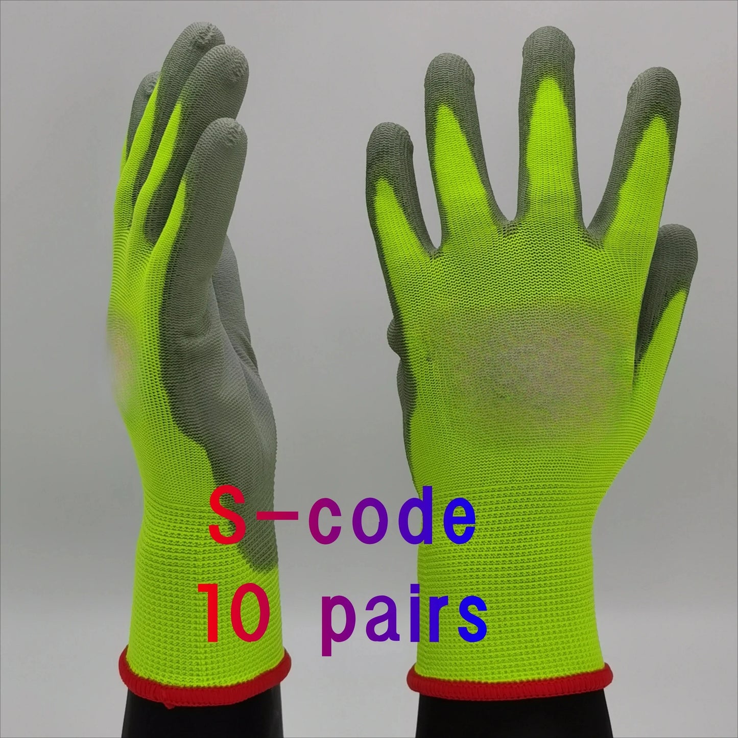 10 Pares Guantes de Trabajo PU 🧤 Antideslizantes, Resistentes y Ligeros – Guantes de Seguridad Certificados EN 388/ISO20471 (Tallas S/M/L/XL)