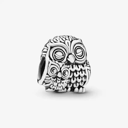 Charm Plata 925 Árbol de la Familia, Pluma, Copo de Nieve y Niño | Dijes Colgantes Compatibles con Pulseras Pandora