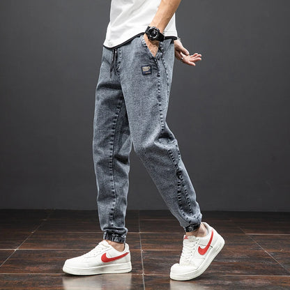 Jeans Cargo de Mezclilla para Hombre – Negro y Azul, Streetwear, Jogger Baggy, Harem, Primavera y Verano, Tallas Grandes