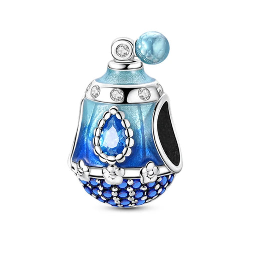 Charm Botella de Perfume en Plata 925 con Corona Rosa – Abalorio Romántico para Pulseras Tipo Qikaola, Regalo San Valentín