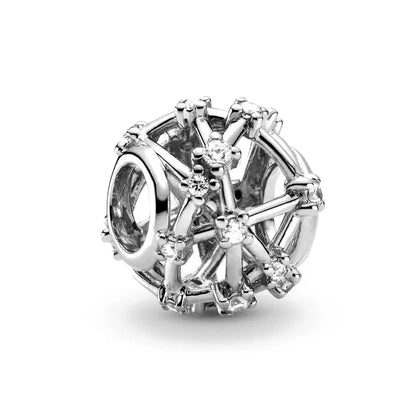 Charm Plata 925 Árbol de la Familia, Pluma, Copo de Nieve y Niño | Dijes Colgantes Compatibles con Pulseras Pandora