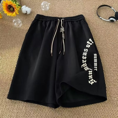 Shorts Veraniegos Hombre 2025 | Estilo Retro con Estampado de Letras y Corte Oversize