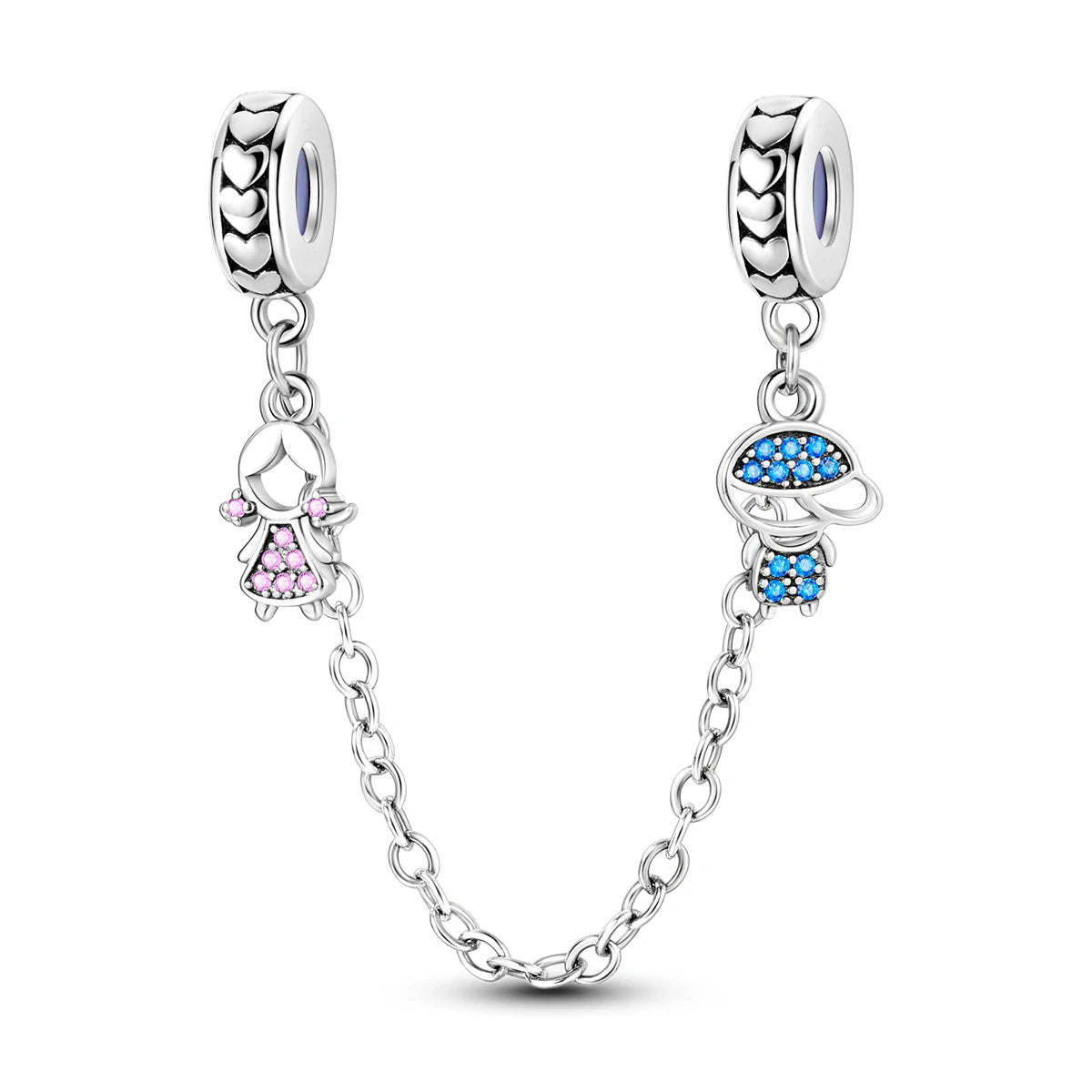 S925 Silver Plated Star Moon Safety Chain Charms Beads Fit Original Bracelet Fine DIY Birthday Jewelry