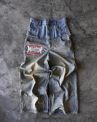 Jeans Oversize Y2K Phantom Unisex | Pantalones Baggy Estilo Hip Hop Streetwear con Parche Bordado Araña Gótico Retro
