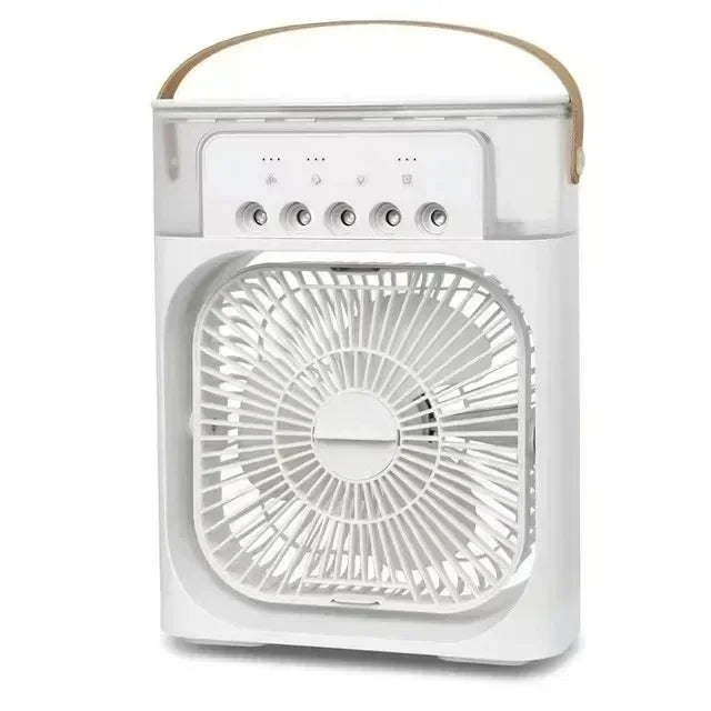3 en 1 Mini Aire Acondicionado Portátil ❄️ Ventilador + Humidificador + Luz Nocturna | Enfriador de Escritorio USB Recargable