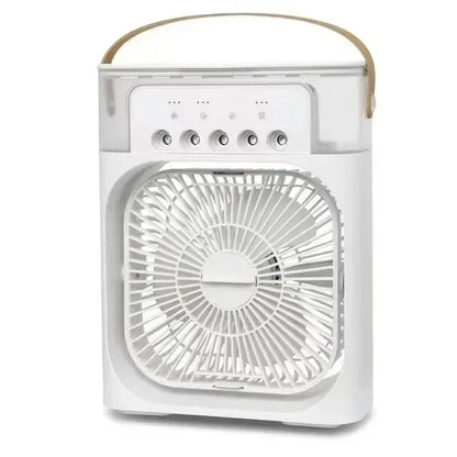 3 en 1 Mini Aire Acondicionado Portátil ❄️ Ventilador + Humidificador + Luz Nocturna | Enfriador de Escritorio USB Recargable