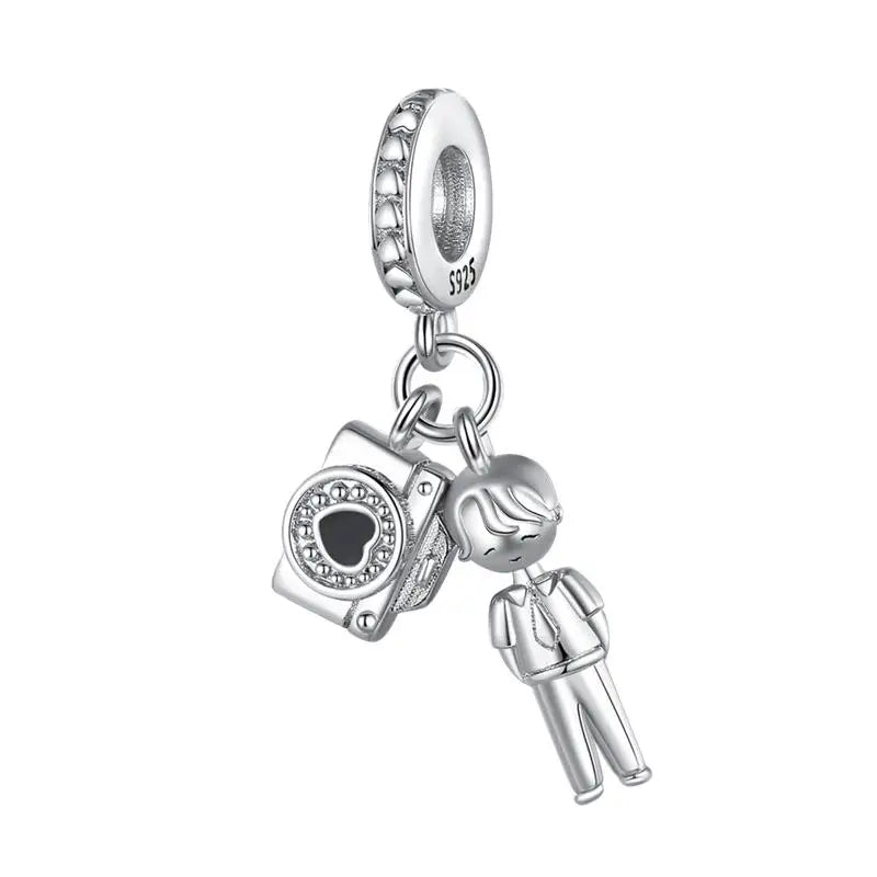 Charm hermana corazón en plata 925 – Compatible Pandora y pulseras 3mm, joyería DIY mujer