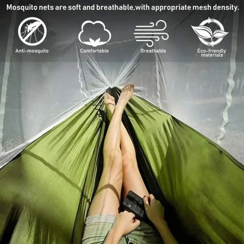 Hamaca de Camping con Mosquitera – Ligero de Tela Paracaídas 250x120 cm