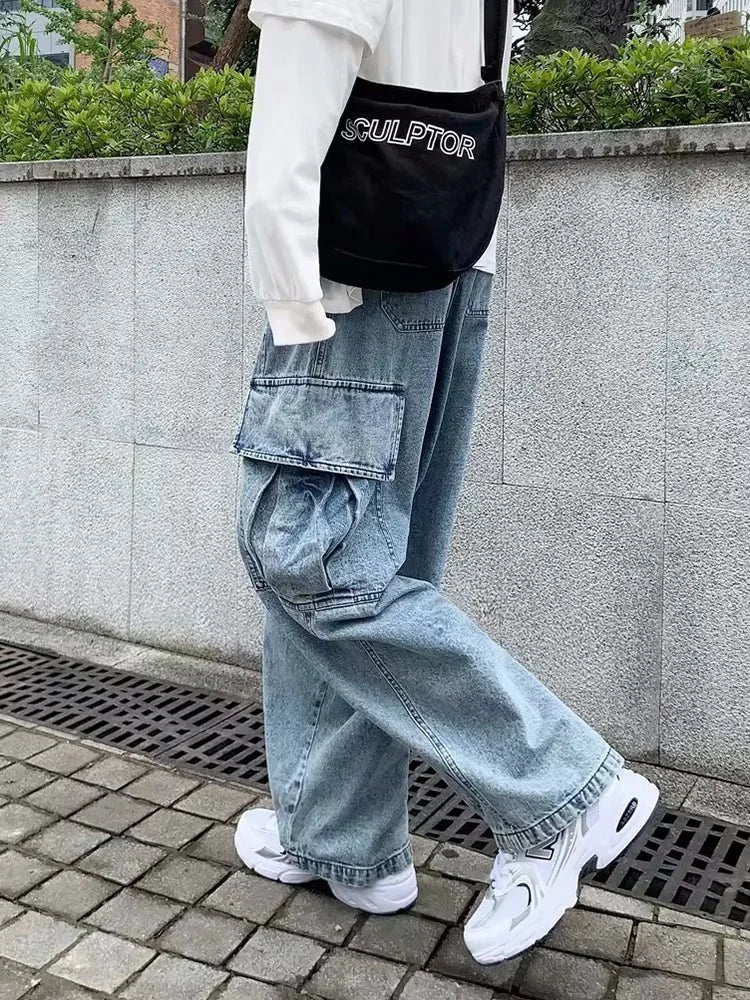 Jeans Oversize Baggy Hombre Y2K | Pantalones Vaqueros Cargo Hip Hop Harajuku Bolsillos Grandes Streetwear Wide Leg