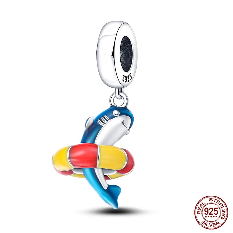 Charm Serie Océano en Plata 925 – Abalorios Tortuga, Cangrejo y Sirena para Pulsera Original Mujer