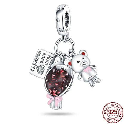 Charm camaleón y luciérnaga en plata 925 – Dije animal brillante, compatible Pandora, pulsera y collar mujer