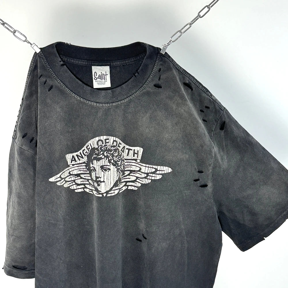 Camiseta Y2K SAINT OF MICHAEL – T-shirt Vintage Oversize con Estampado Gráfico Casual Streetwear para Hombre