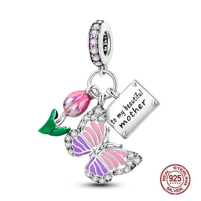 Charm Mariposa de Plata 925 | Dije para Pulsera o Collar 3mm Mujer Joyería Fina
