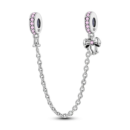 Original 925 Sterling Silver Pink Series Charms Beads Bow Perfume Bottle Heart-Shaped Cross Pendant Fit Bracelet DIY Jewelry