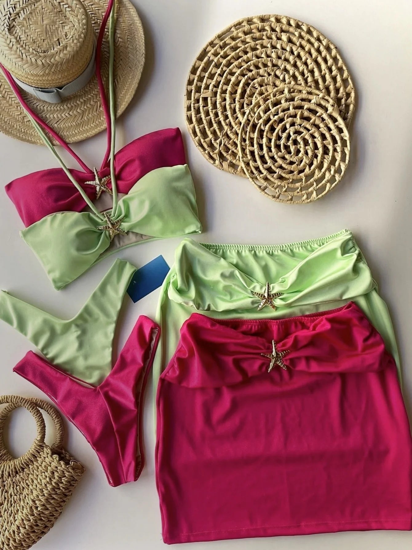 Bikini Mujer 2025 | Tres Piezas con Falda y Estrella Metálica