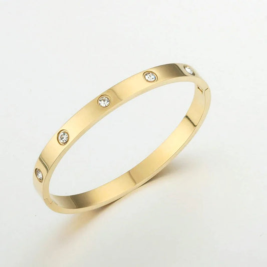 Pulsera Brazalete Unisex Dorado | Brazalete de Moda Brillante con Inscripción Love | Joyería Ligera de Lujo para Hombre y Mujer