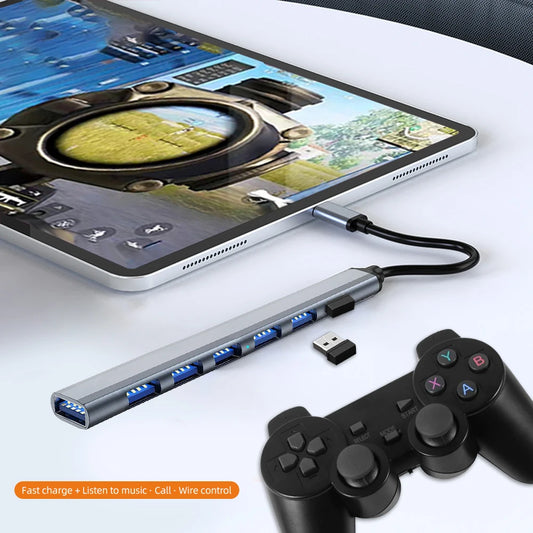 USB HUB 3.0/2.0 Multiport – Hub Type-C Alta Velocidad 5Gbps 7 en 1 para PC, Laptop y Mac