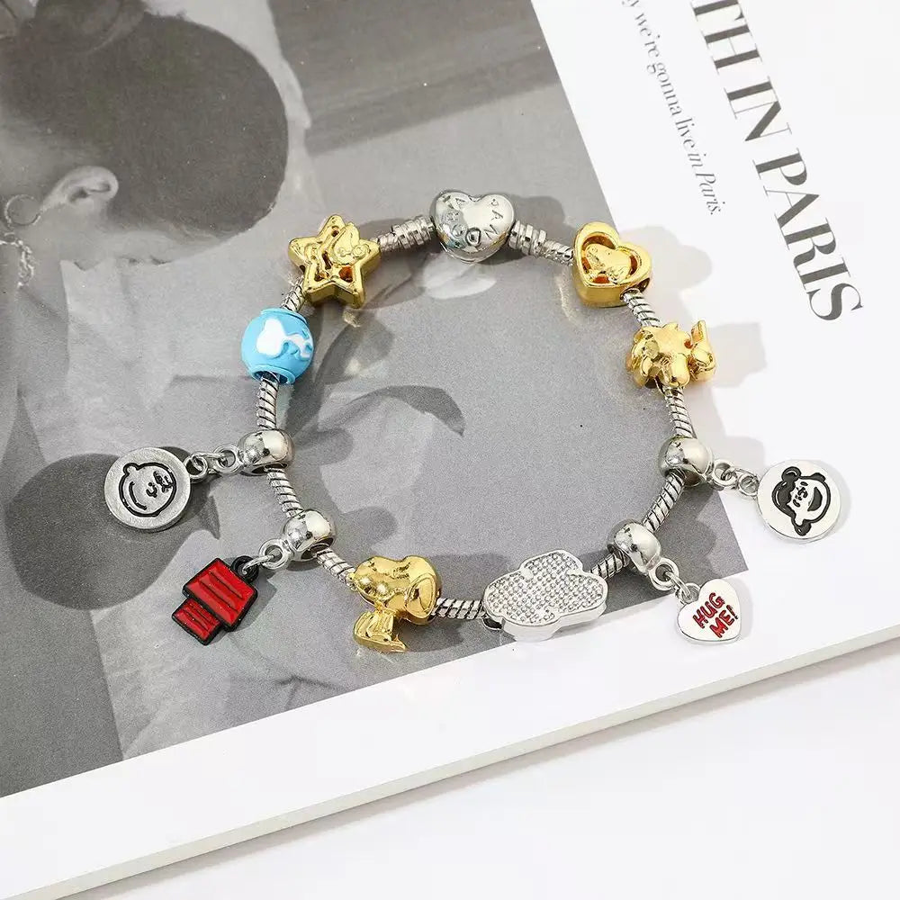 Charm Snoopy de verano – Abalorio de dibujos animados para pulsera tipo Pandora, joyería DIY divertida y cosplay infantil
