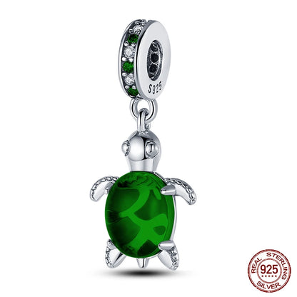 Charm Serie Océano en Plata 925 – Abalorios Tortuga, Cangrejo y Sirena para Pulsera Original Mujer