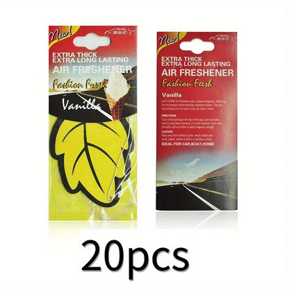 Ambientador de Coche Colgante en Forma de Hoja – 3 a 60 Piezas Aroma Natural Vainilla Perfume Interior Auto