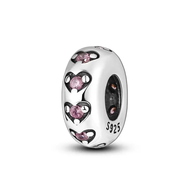 Charm separador redondo plata 925 con circonitas de colores – Compatible Pandora, joyería DIY elegante