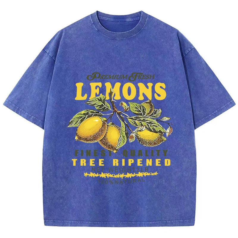 Camiseta Oversize Estampado Limones | T-Shirt Vintage Algodón Casual Verano