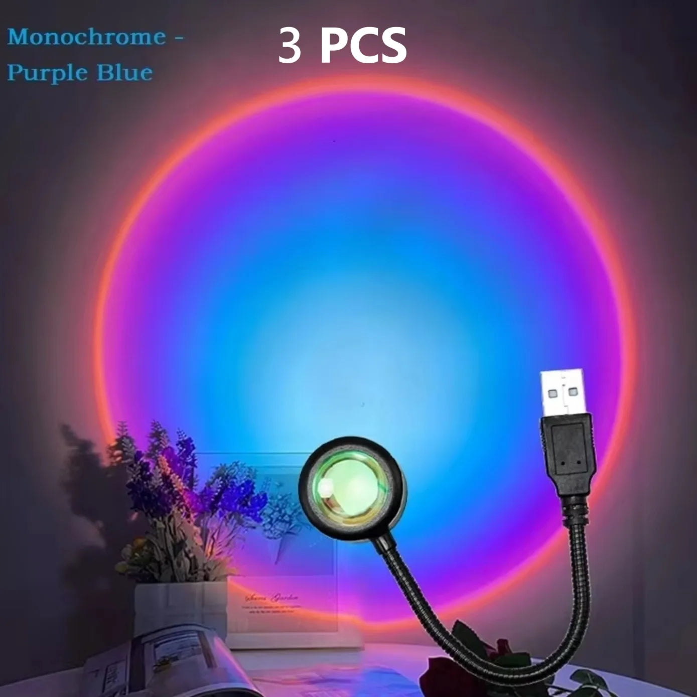 Lámpara LED USB Sunset Ambiance – Luz de Atardecer, Proyector Arcoíris 360°, Fotografía, Decoración y Ambiente