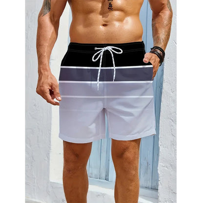 Bañador Hombre Rayas 3D | Shorts Playa Casual Verano Secado Rápido – Swimwear Surf y Natación