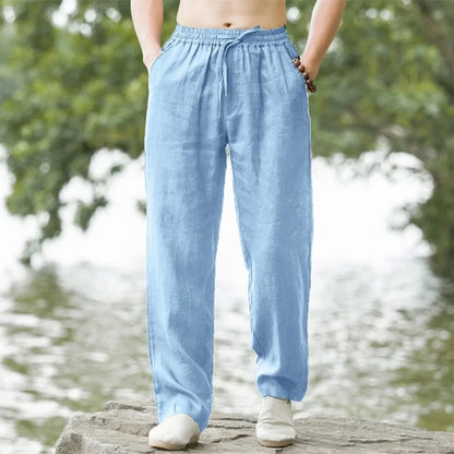 Pantalones Jogger de Playa para Hombre – Streetwear, Algodón y Lino, Casual, Vacaciones Hawaianas, Sueltos, Verano Largo