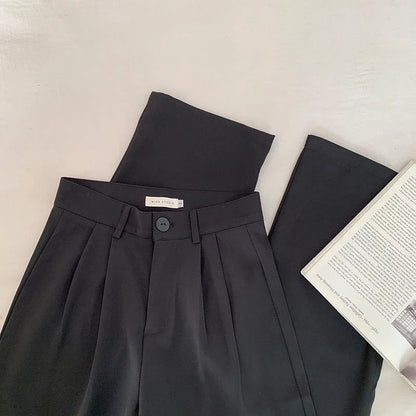 Pantalón de Mujer Cintura Alta 2024 | Pantalón Recto de Oficina Estilo Coreano Casual Elegante