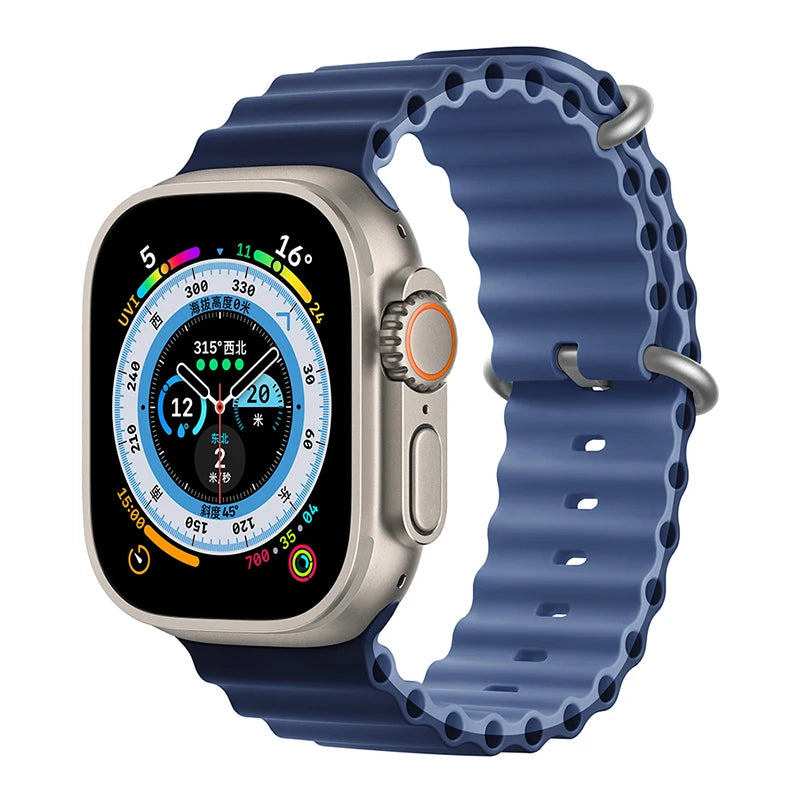 Correa Ocean de silicona para Apple Watch – Compatible Ultra 2, Series 10-5 (38mm-49mm)