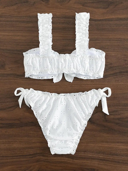 Bikini Mujer 2025 | Knot Front Tie Lateral Blanco Playa y Piscina