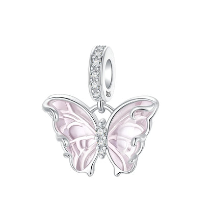 Charm Plata 925 Colgante Rosa Mariposa Corazón Flor Pájaro | Dije Para Pulsera Pandora Compatible