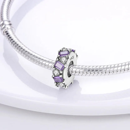 Charm separador redondo plata 925 con circonitas de colores – Compatible Pandora, joyería DIY elegante