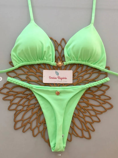 Micro Bikini Sexy Mujer 2025 | Push-Up Brasileño Halter Playa y Piscina