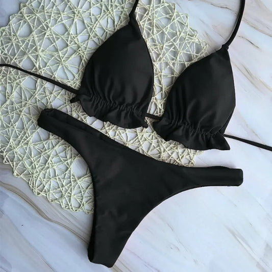 Bikini Brasileño Mujer 2025 | Push Up Bandage Top y Braguita Tanga