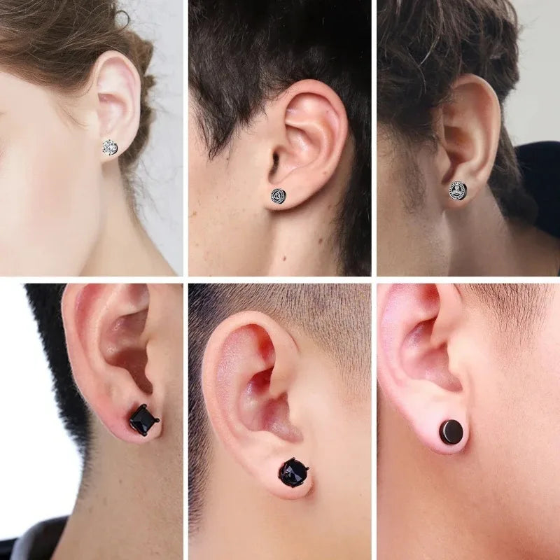Pendientes Magnéticos de Cristal Unisex | Aros Punk con Zirconia | Joyería sin Perforación para Hombres y Mujeres