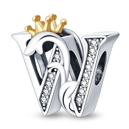 Charm letras alfabeto inglés de plata 925 – Colgante inicial A-Z para pulsera tipo Pandora, joyería DIY personalizada