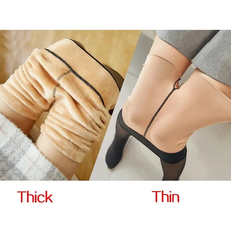 Pantimedias Térmicas de Mujer | Medias Translucidas de Invierno con Forro de Felpa Cálido y Diseño Slim