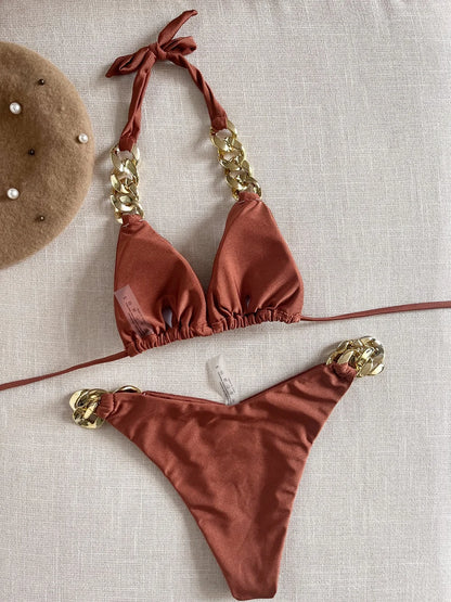 Bikini Sexy Mujer RUOTONGSEPT | Triángulo Brasileño Push Up Halter 2 Piezas