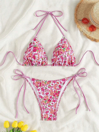 Bikini Micro Mujer 2025 | Floral Halter Thong Playa y Piscina