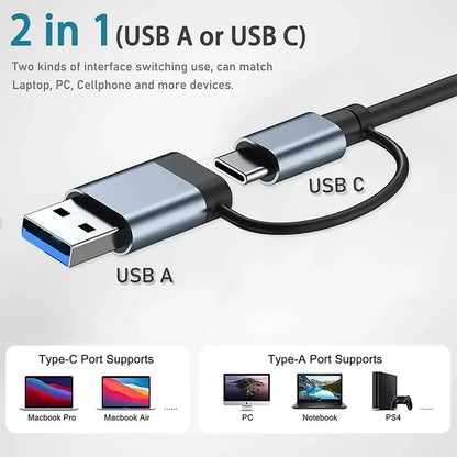 8 en 2 HUB USB-C Docking Station – Adaptador con Lector SD/TF, Jack 3.5mm, USB 3.0, USB 2.0 y Power Delivery para Laptop/Tablet/Smartphone